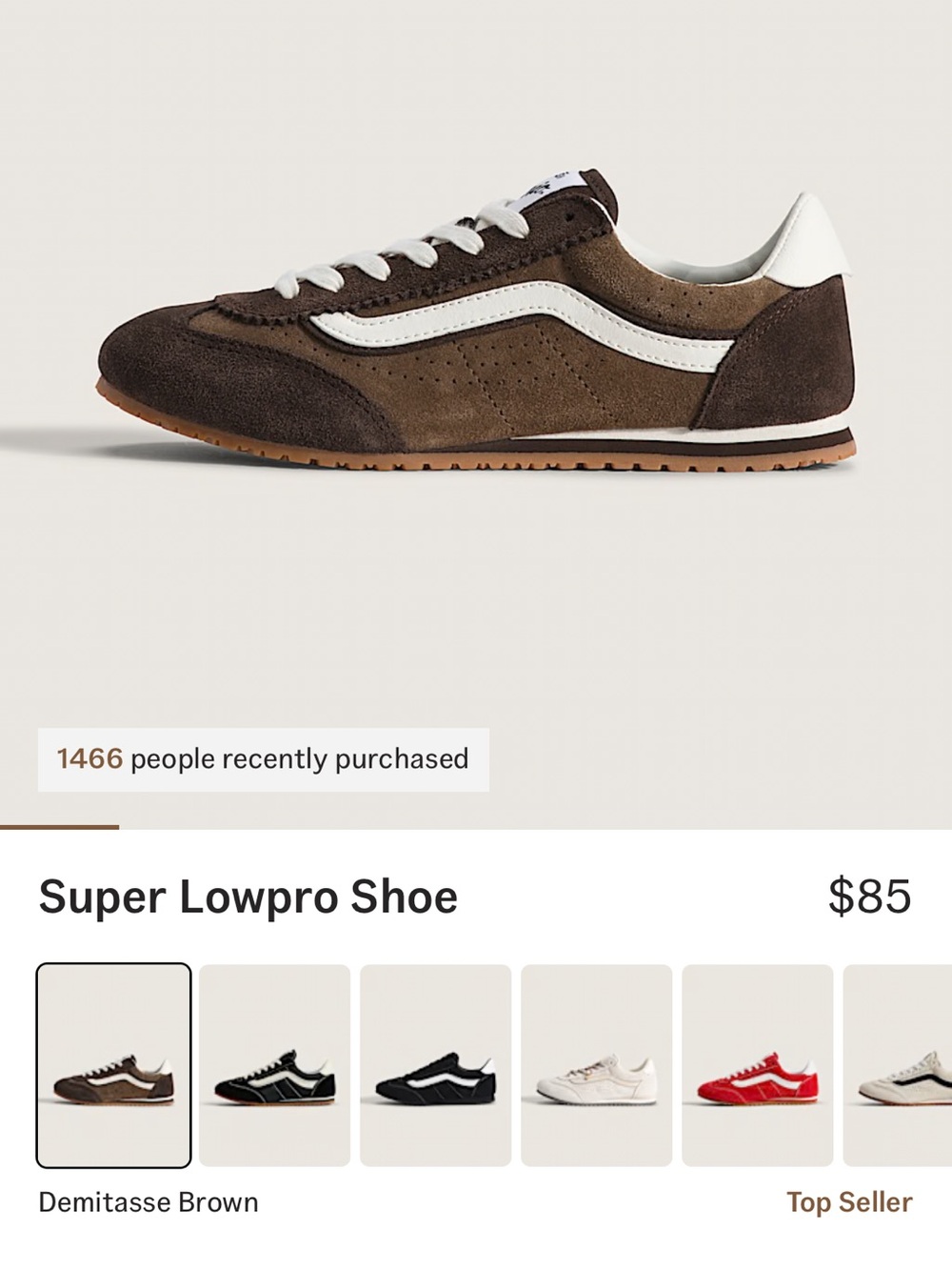 Vans Super Lowpro Shoe - Demitasse Brown size 9 women’s